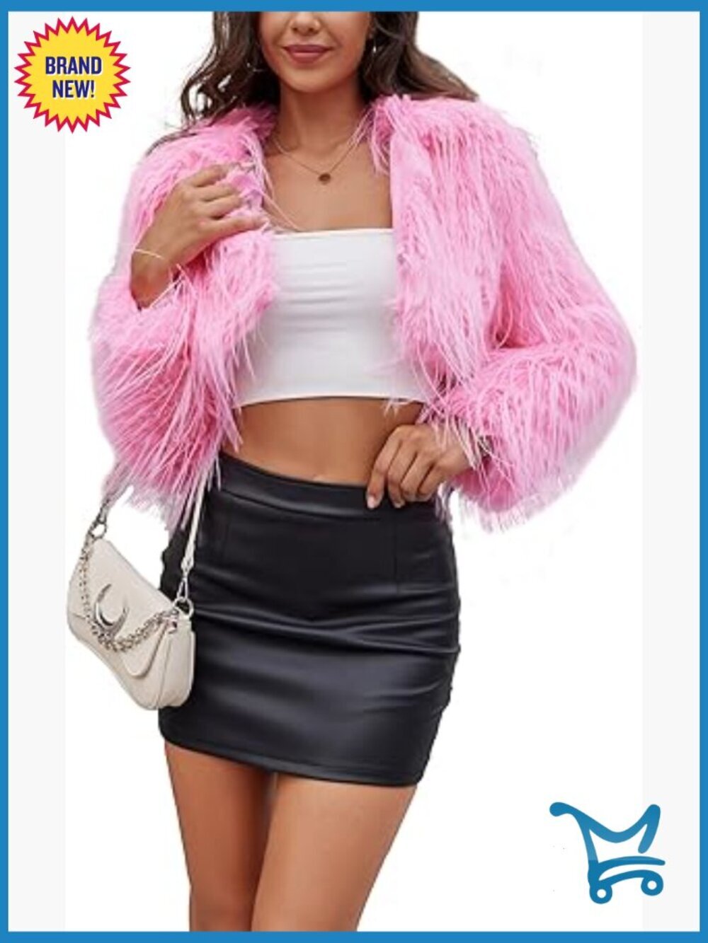 Faux Fur Cropped Jacket Fluffy Open Front Long Sleeve Fashion Shaggy Short Coat